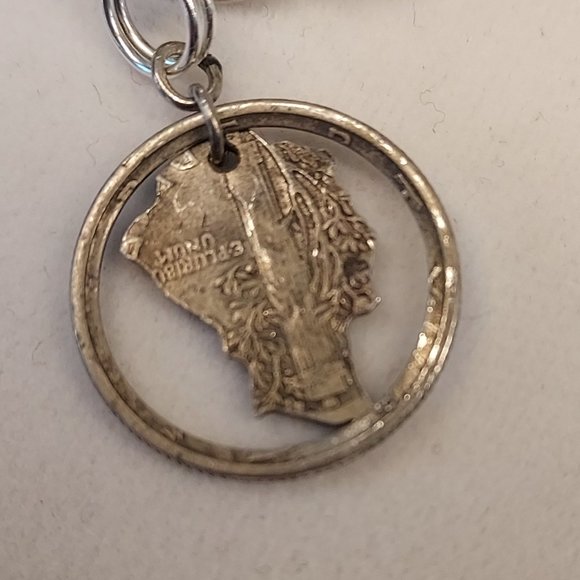 Mercury Dime .925 triple chain charm bracelet - Picture 5 of 8